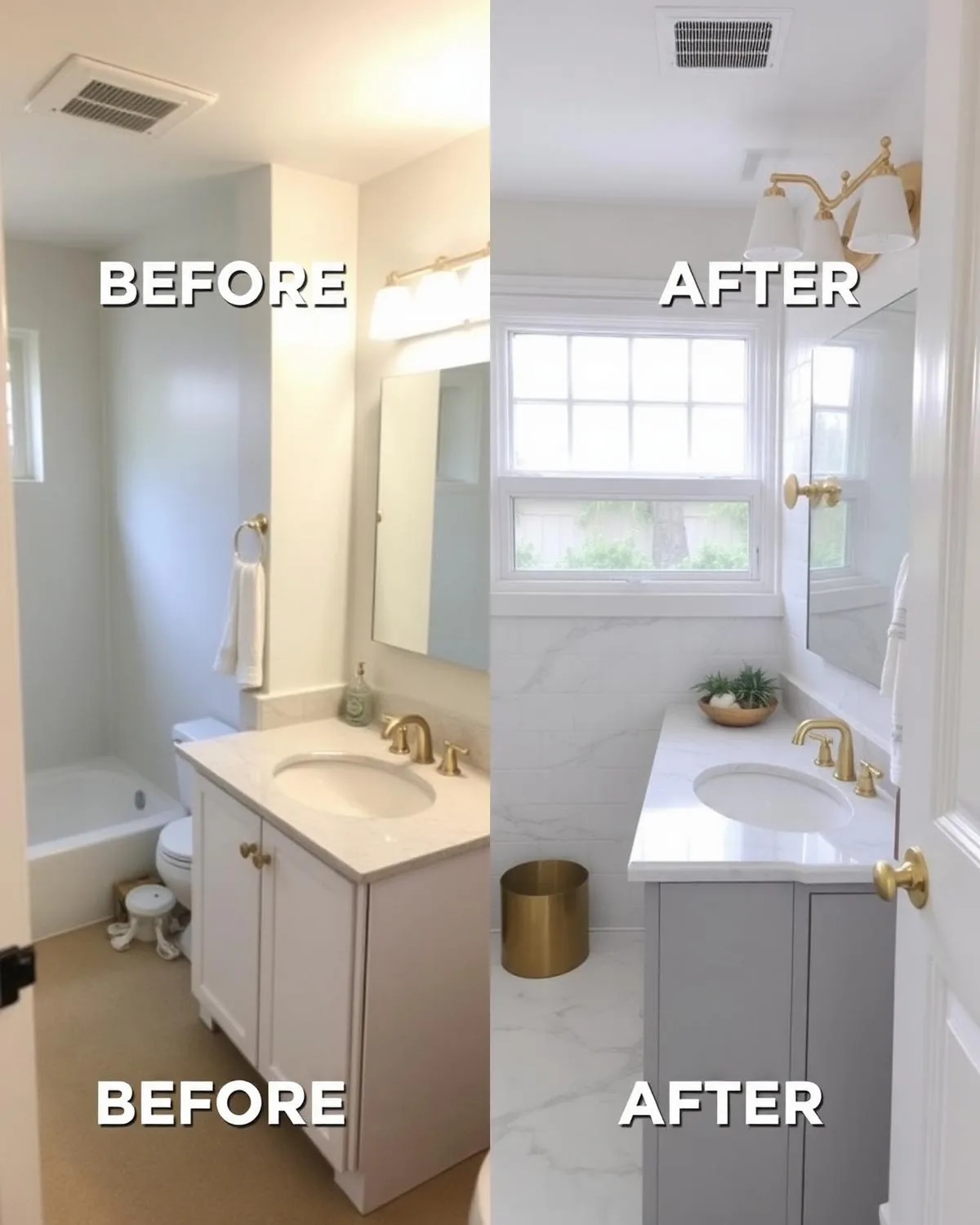 Before and after bathroom remodel