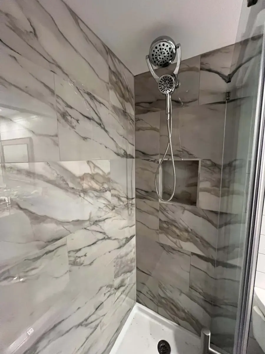 Completed walk-in shower by Bathwright